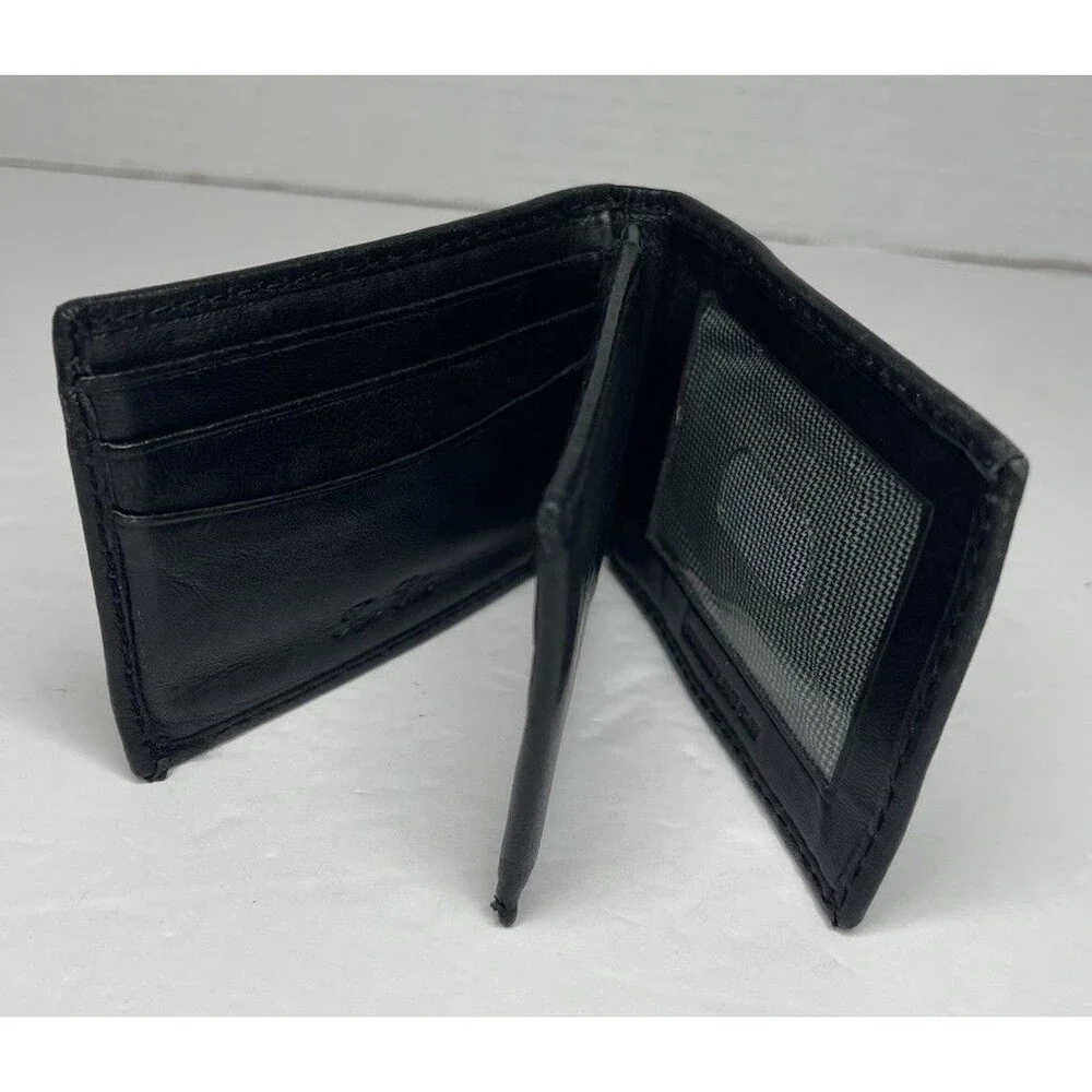 Tasso Elba Men's Black Lambs Leather Bifold Wallet